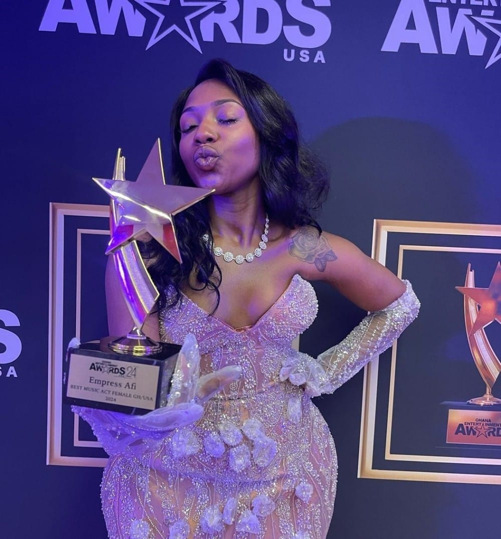 Empress Afi wins “Best Music Act GH/USA (Female)” at Ghana Entertainment Awards USA 2024 Empress Afi GEA USA