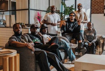From left to right: Junia Abaidoo (Head of Touring & Operations at LVRN), Sean Famoso - (LVRN Co-founder), Justice Baiden (Head of A&R at LVRN), Carlon Ramong (Creative Director at LVRN), Jade Busola (Artist Manager), Thisizlondon (Artist), Tunde Balogun (CEO of LVRN)