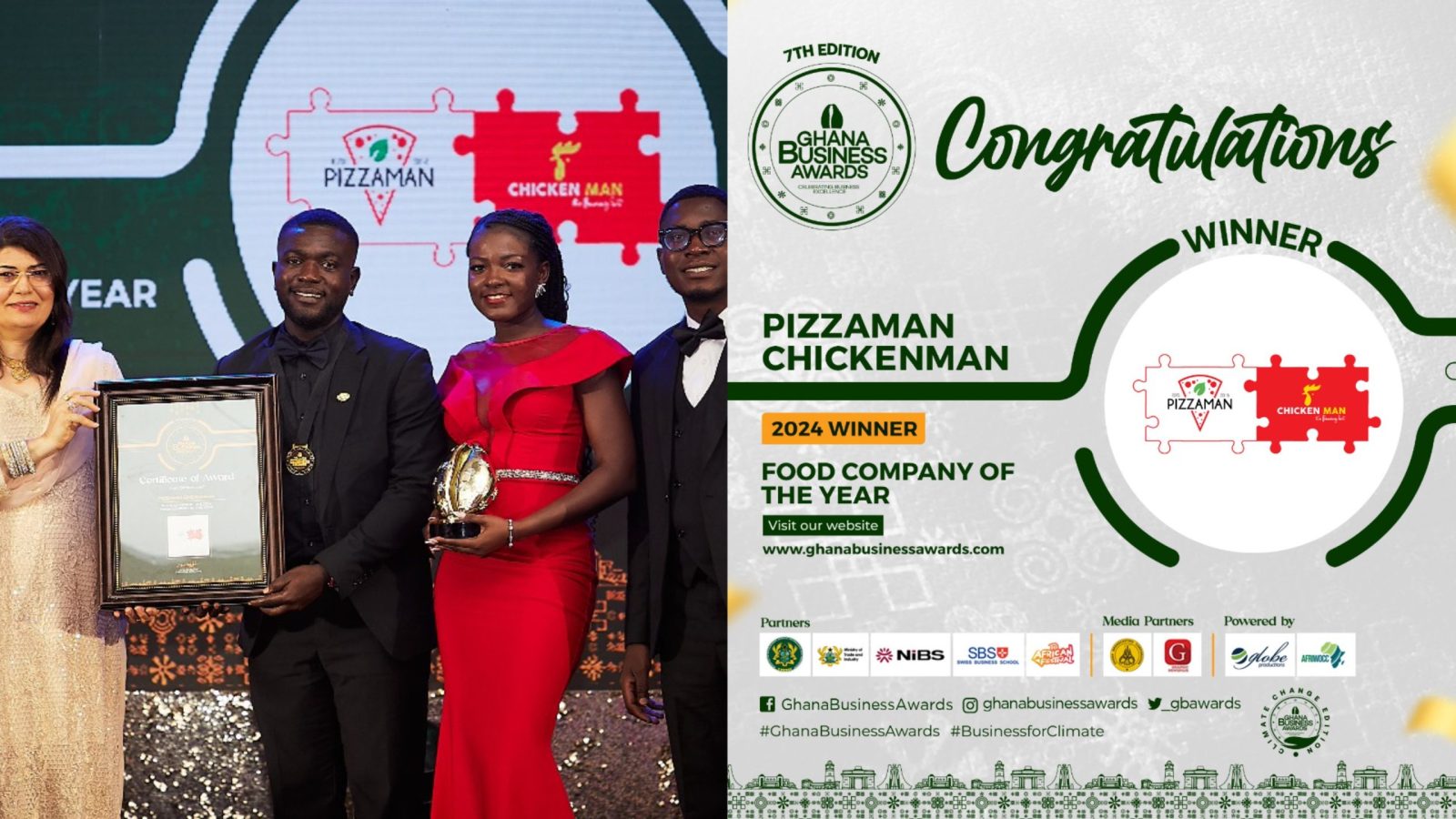 Pizzaman Chickenman Crowned Food Company of the Year at the Ghana Business Awards 2024